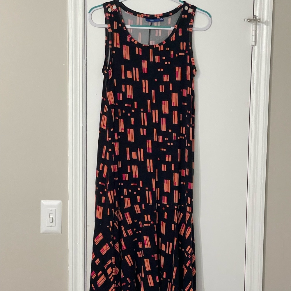 Apt. 9 Black and Orange Sleeveless Dress Petite Medium